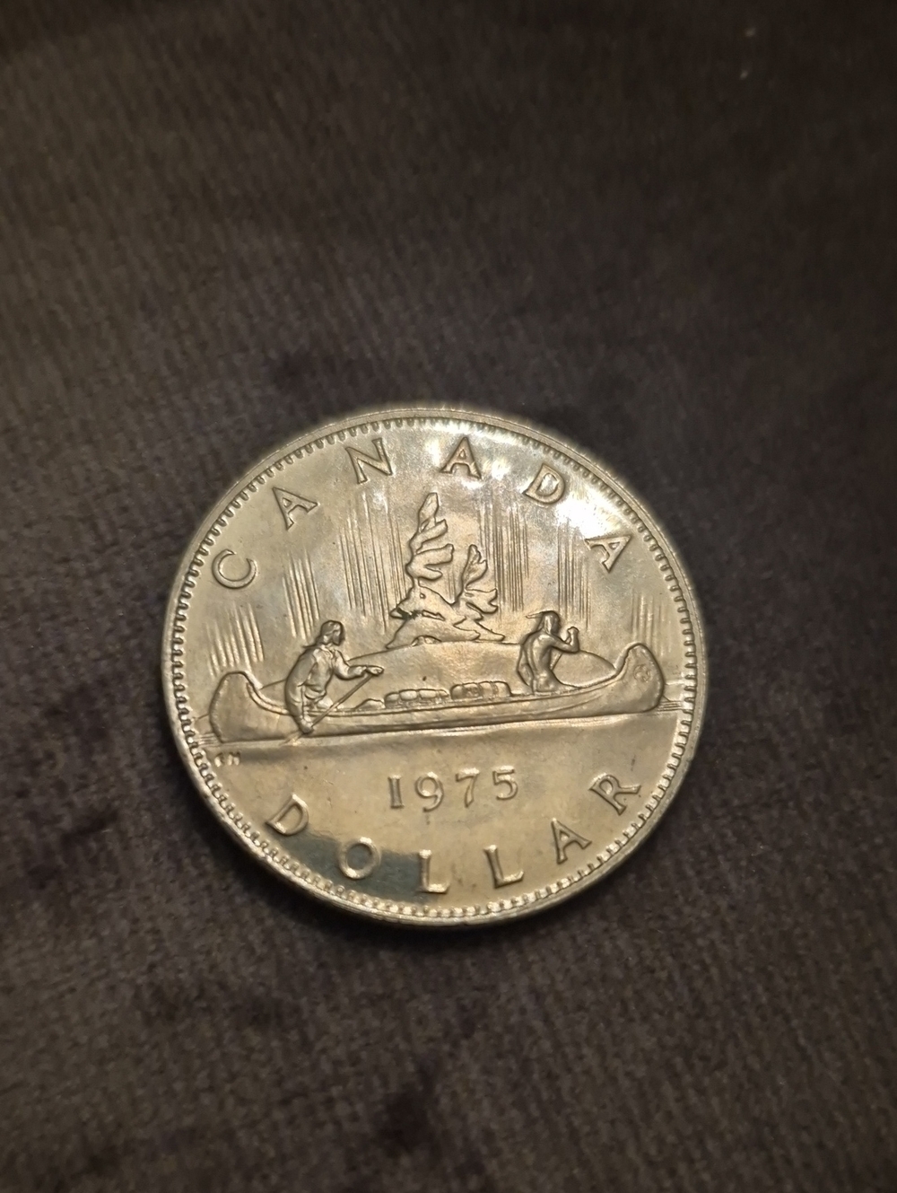 1975 Voyageur Dollar - Silver Tone Home Art Accent - 1975 1 Dollar Canada Coin